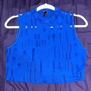 Cider Royal Blue Patterned Crop Top